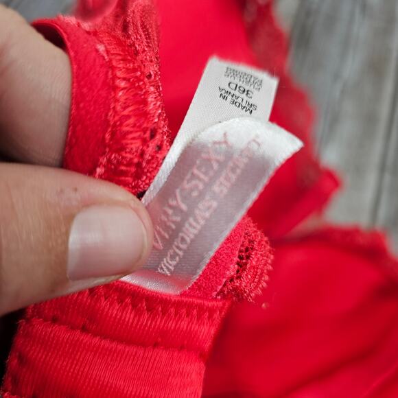 Victoria’s Secret red Very sexy line lacey push up bra no padding womens 36D - Picture 5 of 7